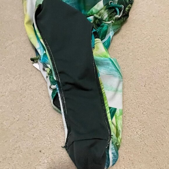 TiniBikini Tropical Lace-Up Plunge One-Piece Swimsuit Size M  NWT - Picture 8 of 9